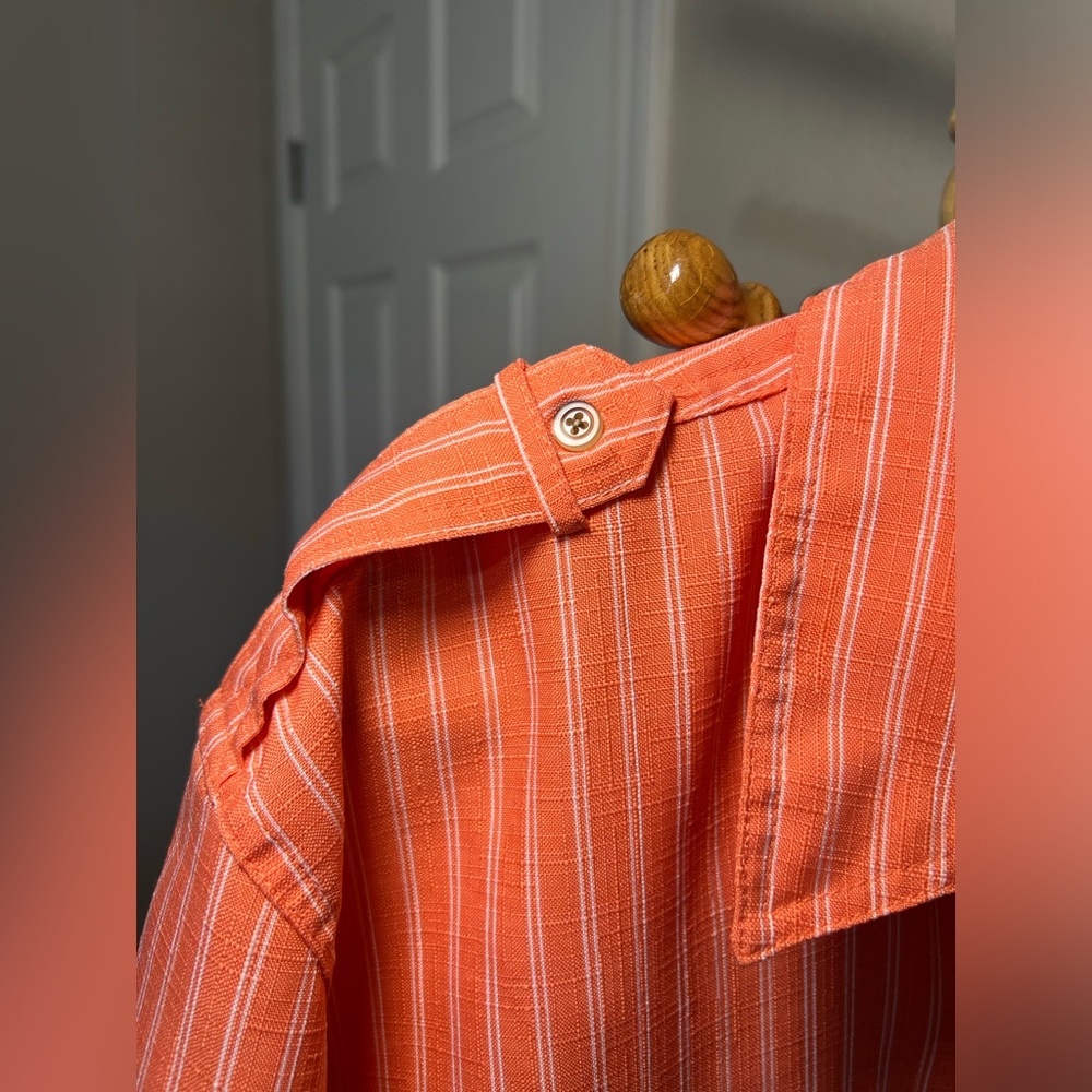 Mens 2XL John Blair,Short-Sleeve Linen-Look Pilot Button Down Shirt - Picture 3 of 5